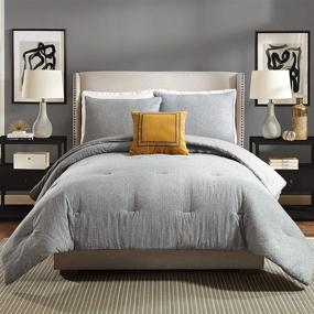 img 4 attached to 🛏️ Ayesha Curry Asher Comforter Set: Luxurious King Size Bedding in Elegant Gray