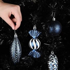 img 3 attached to 🎄 24-Piece Midnight Blue Shatterproof Christmas Ball Ornaments - Xmas Tree Decorations with Hanging Loop for Holiday and Party, Combination of 8 Ball and Shaped Styles