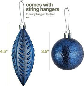 img 1 attached to 🎄 24-Piece Midnight Blue Shatterproof Christmas Ball Ornaments - Xmas Tree Decorations with Hanging Loop for Holiday and Party, Combination of 8 Ball and Shaped Styles