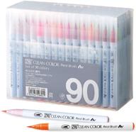 kuretake zig clean color real brush: 90 colors set | ap-certified | professional quality | made in japan logo