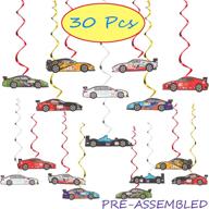 🏎️ 30 pcs racing car party foil swirls streamers photo booth props kit - children's kids favors room hanging decorations happy birthday party supplies - easy setup, no diy required логотип