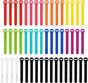 img 4 attached to 🔗 Multi-Color Self-Gripping Cable Ties (50-pack) by Wrap-It Storage - 5 Inch Straps for Reusable Hook and Loop Cord Management, Desk, and Office Organization