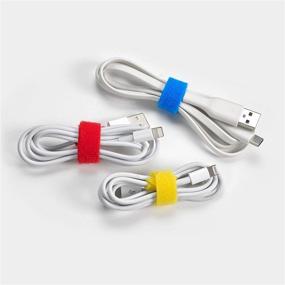 img 3 attached to 🔗 Multi-Color Self-Gripping Cable Ties (50-pack) by Wrap-It Storage - 5 Inch Straps for Reusable Hook and Loop Cord Management, Desk, and Office Organization
