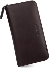 img 4 attached to 👜 Mens Leather Clutch Bag: Zip Around Long Wallets with RFID Blocking, Phone Holder, Passport & Checkbook Wallet- The Ultimate Organizer for Men