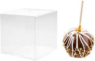🍎 30 прозрачных коробок для карамельных яблок с отверстием, размером 4"x 4"x 4", прозрачные коробки для конфет и шоколадных изделий - идеальные прозрачные подарочные коробки для вечеринки по случаю рождения ребенка, рождества, хэллоуина и свадьбы. логотип