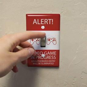 img 2 attached to 🎮 Enhance Your Gaming Space: GRAPHICS & MORE Alert Video Game in Progress Unauthorized Entry Eliminated Wall Decor Toggle Light Switch Plate Cover