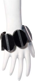 img 1 attached to Party-Ready: Richera Oval Shape Black Resin Bracelet With Silver Aluminum Stripes - The Perfect Accessory!