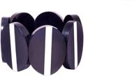 party-ready: richera oval shape black resin bracelet with silver aluminum stripes - the perfect accessory! logo