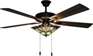 🌈 52 inch craftsman stained glass led ceiling fan by river of goods - multicolor логотип