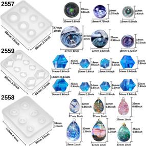 img 2 attached to 💎 Resin Molds Epoxy Concrete Clays Jewelry Making Kit Set: Pendulum, Sphere, Oval Egg, Multi-faceted Gems - 9 Pieces