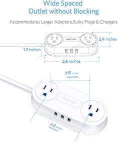 img 2 attached to 🔌 Compact Power Strip with 3 USB Ports, BESTEK 2 Outlet Charging Station, Adhesive Sticker, 5 Ft Extension Cord, Portable for Cruise Ships, Dorm Room, Travel, Bedside, Office