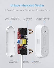 img 1 attached to 🔌 Compact Power Strip with 3 USB Ports, BESTEK 2 Outlet Charging Station, Adhesive Sticker, 5 Ft Extension Cord, Portable for Cruise Ships, Dorm Room, Travel, Bedside, Office