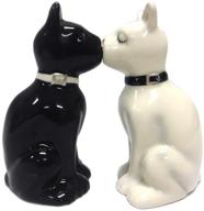 😺 pacific trading spicey black and white cats salt and pepper shaker set - feline s/p logo