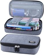 🎒 large capacity gray canvas pencil case - high storage pen bag and marker organizer for school, college, office - teens, girls, adults, students logo