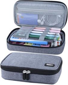 img 4 attached to 🎒 Large Capacity Gray Canvas Pencil Case - High Storage Pen Bag and Marker Organizer for School, College, Office - Teens, Girls, Adults, Students