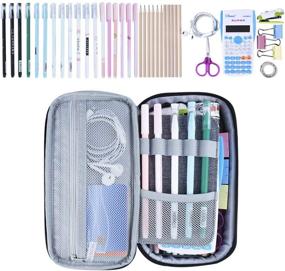 img 3 attached to 🎒 Large Capacity Gray Canvas Pencil Case - High Storage Pen Bag and Marker Organizer for School, College, Office - Teens, Girls, Adults, Students