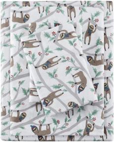 img 3 attached to 🦥 Cozy Flannel Warm Cotton Sheet Set: True North by Sleep Philosophy - Novelty Animal and Star Print for Ultra Soft Cold Weather Bedding, Full Size, Multi Sloth 4 Piece