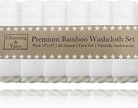 img 2 attached to Organic Baby Washcloth Set - Premium (6 Pack) Soft Bamboo Face Towels - 10 x 10 inch - Baby Towels and Washcloths for Eczema - Child or Adult Bamboo Washcloths (Beige / White)