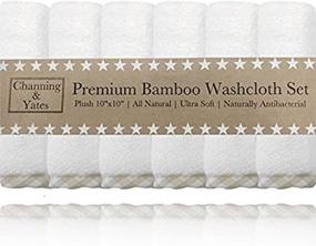 img 1 attached to Organic Baby Washcloth Set - Premium (6 Pack) Soft Bamboo Face Towels - 10 x 10 inch - Baby Towels and Washcloths for Eczema - Child or Adult Bamboo Washcloths (Beige / White)