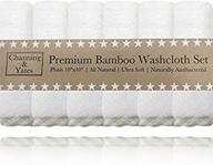 organic baby washcloth set - premium (6 pack) soft bamboo face towels - 10 x 10 inch - baby towels and washcloths for eczema - child or adult bamboo washcloths (beige / white) logo
