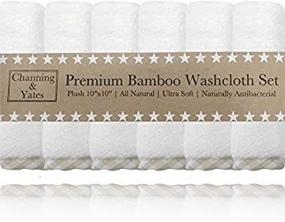 img 4 attached to Organic Baby Washcloth Set - Premium (6 Pack) Soft Bamboo Face Towels - 10 x 10 inch - Baby Towels and Washcloths for Eczema - Child or Adult Bamboo Washcloths (Beige / White)