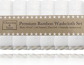 img 3 attached to Organic Baby Washcloth Set - Premium (6 Pack) Soft Bamboo Face Towels - 10 x 10 inch - Baby Towels and Washcloths for Eczema - Child or Adult Bamboo Washcloths (Beige / White)