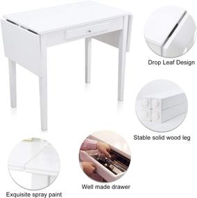 img 1 attached to 💄 Chende White Vanity Desk: Stylish Drop Leaf Makeup Table with Drawer for Bedroom and Home Furniture