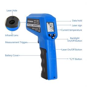 img 3 attached to Infrared Thermometer Temperature Gun for Non-Contact Instant-Read -58℉~ 716℉ 🌡️ (-50℃ ~ 380℃) - Digital Laser Infrared IR Thermometer with Backlight (Blue)