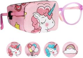 img 4 attached to 🦄 Kids Glasses Eye Patch for Right Eye - Astropic Cotton & Silk (Pink Hair Unicorn)