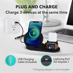 img 3 attached to MAICHARGING Charging Station: 3-in-1 Dock for Wireless Multi-Device Qi-Enabled Charging at Home and Office