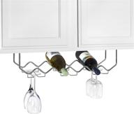 spectrum diversified 6-bottle under cabinet wine rack & stemware holder - space-saving kitchen wine storage solution for home bar organization логотип