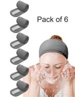 🧖 euicae pack of 6 gray spa headband hair wraps – non-slip, stretchable, washable makeup headband for face wash, facial treatment, and sports logo