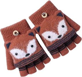 img 3 attached to Mocure Cartoon Mittens Knitted Fingerless Girls' Accessories for Cold Weather