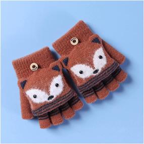 img 2 attached to Mocure Cartoon Mittens Knitted Fingerless Girls' Accessories for Cold Weather
