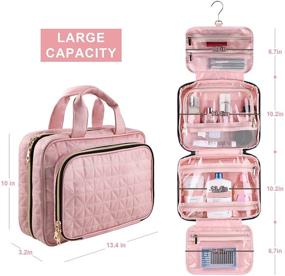 img 3 attached to 🌸 UHNDY Toiletry Bag: Stylish Hanging Travel Makeup Bag for Women, 6-Section Foldable Organizer - Large Capacity for Accessories and Toiletries, Perfect for Travel and Home Use (Pink)
