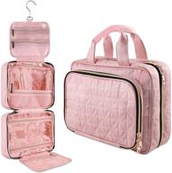 🌸 uhndy toiletry bag: stylish hanging travel makeup bag for women, 6-section foldable organizer - large capacity for accessories and toiletries, perfect for travel and home use (pink) logo