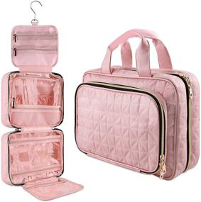 img 4 attached to 🌸 UHNDY Toiletry Bag: Stylish Hanging Travel Makeup Bag for Women, 6-Section Foldable Organizer - Large Capacity for Accessories and Toiletries, Perfect for Travel and Home Use (Pink)
