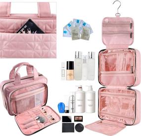 img 2 attached to 🌸 UHNDY Toiletry Bag: Stylish Hanging Travel Makeup Bag for Women, 6-Section Foldable Organizer - Large Capacity for Accessories and Toiletries, Perfect for Travel and Home Use (Pink)