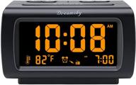 🕰️ dreamsky bedroom alarm clock radio - fm radio with battery backup, usb charging port, 1.2 inch bold digit display, adjustable alarm volume, temperature, snooze, sleep timer, 12/24h - enhanced seo logo