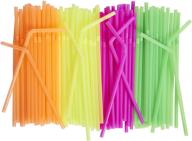 🥤 [500 pack] kid-friendly neon colored flexible drinking straws - disposable, assorted colors logo