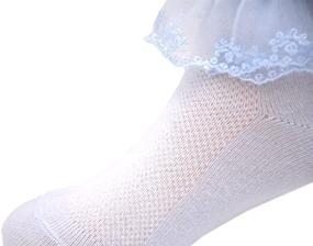 img 1 attached to Adorable Packs of 5 Little Girls' Ruffle Socks with Lace Trim - Perfect for Princess Dresses!