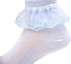 img 3 attached to Adorable Packs of 5 Little Girls' Ruffle Socks with Lace Trim - Perfect for Princess Dresses!