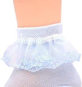img 2 attached to Adorable Packs of 5 Little Girls' Ruffle Socks with Lace Trim - Perfect for Princess Dresses!