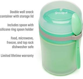 img 3 attached to 🥣 Yogurt to Go Food Storage Canister with Toppings Lid, Double Wall Snacking Container, 14-Ounce Bottle - Green