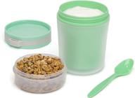 🥣 yogurt to go food storage canister with toppings lid, double wall snacking container, 14-ounce bottle - green логотип