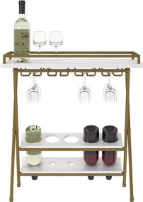 img 3 attached to 🍷 Stylish Trevia Folding Wine Rack: White and Gold - Organize and Display Your Wine Collection Effortlessly