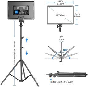 img 2 attached to 🎥 Набор осветительных панелей с дистанционным управлением Neewer 18" LED Video Light - 2 шт. 45W c возможностью регулировки яркости и цветовой температуры, в комплекте со штативом, мягким освещением 3200K–5600K, с показателем CRI 97+ и яркостью 4800 люкс для гейминга, прямых эфиров в Интернете, YouTube и фотографии.