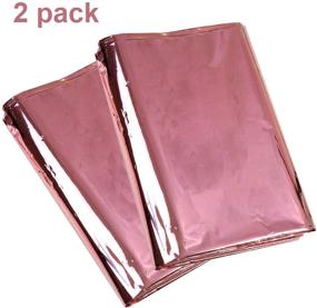 img 3 attached to Aneco 2 Pack Rose Gold Foil Tablecloth Table Cover - Perfect Party Table Decoration!