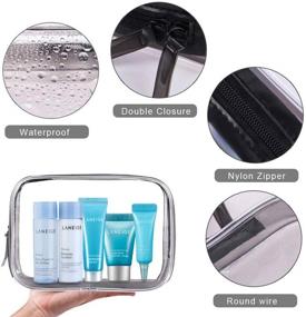 img 2 attached to 👜 Meowoo Clear Cosmetic Bag Set - 4 Waterproof PVC Zippered Toiletry Carry Pouches | Portable Makeup Organizer Bags for Travel, Bathroom, and Organization (Transparent)