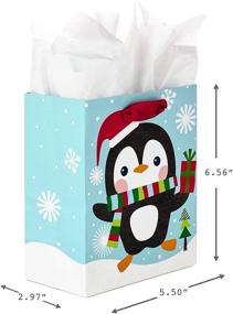 img 2 attached to Hallmark 5-inch Small Holiday Gift Bag with Tissue Paper - Penguin Design